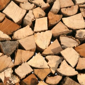 a wood pile viewed from the ends of the wood